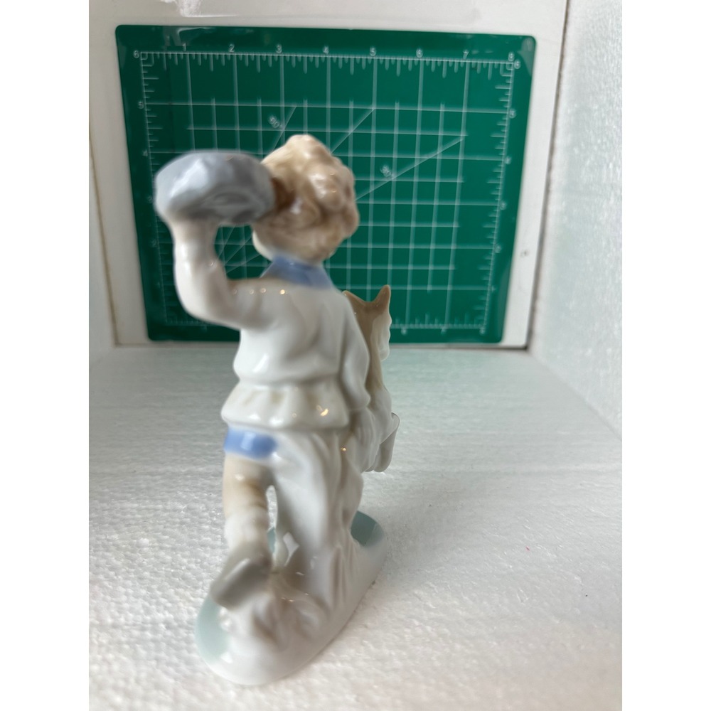 Vintage Boy with Donkey Figurine Ceramic Decorative Display Collectible
